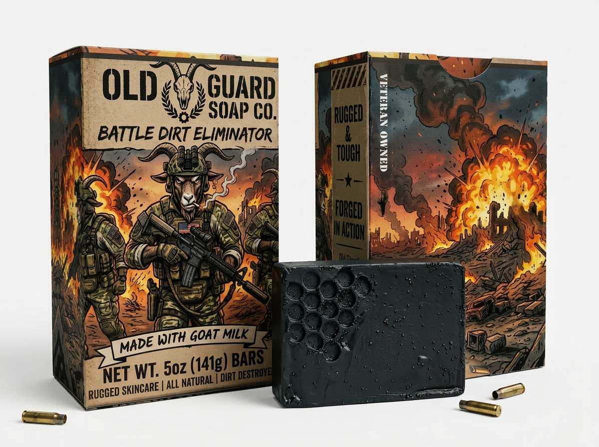 Old Guard Soap Co. Tactical Madness 5 oz clay bar with fresh pear scent, used for skincare or grooming.