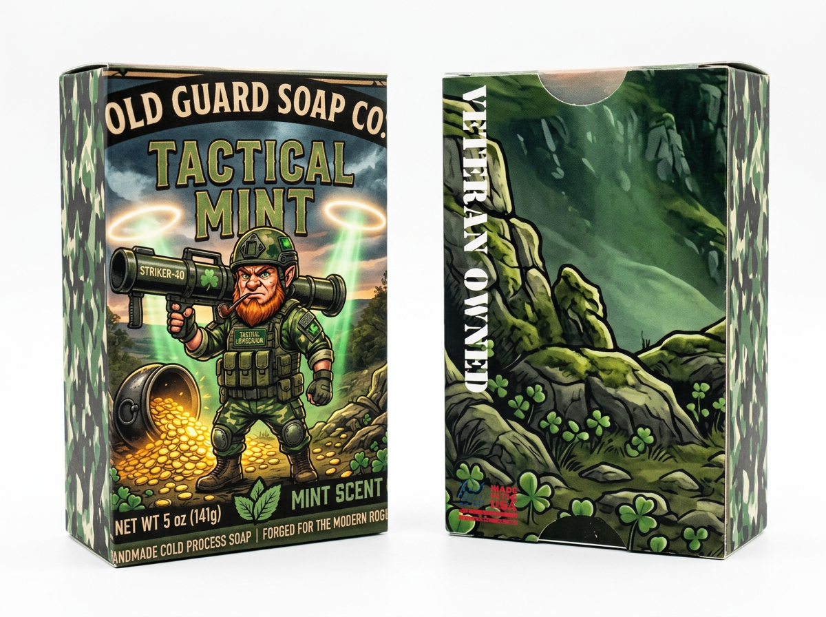 Old Guard Soap Co. 5 oz clay bar with fresh mint scent, showcasing the natural clay texture and mint infusion in a close-up image.