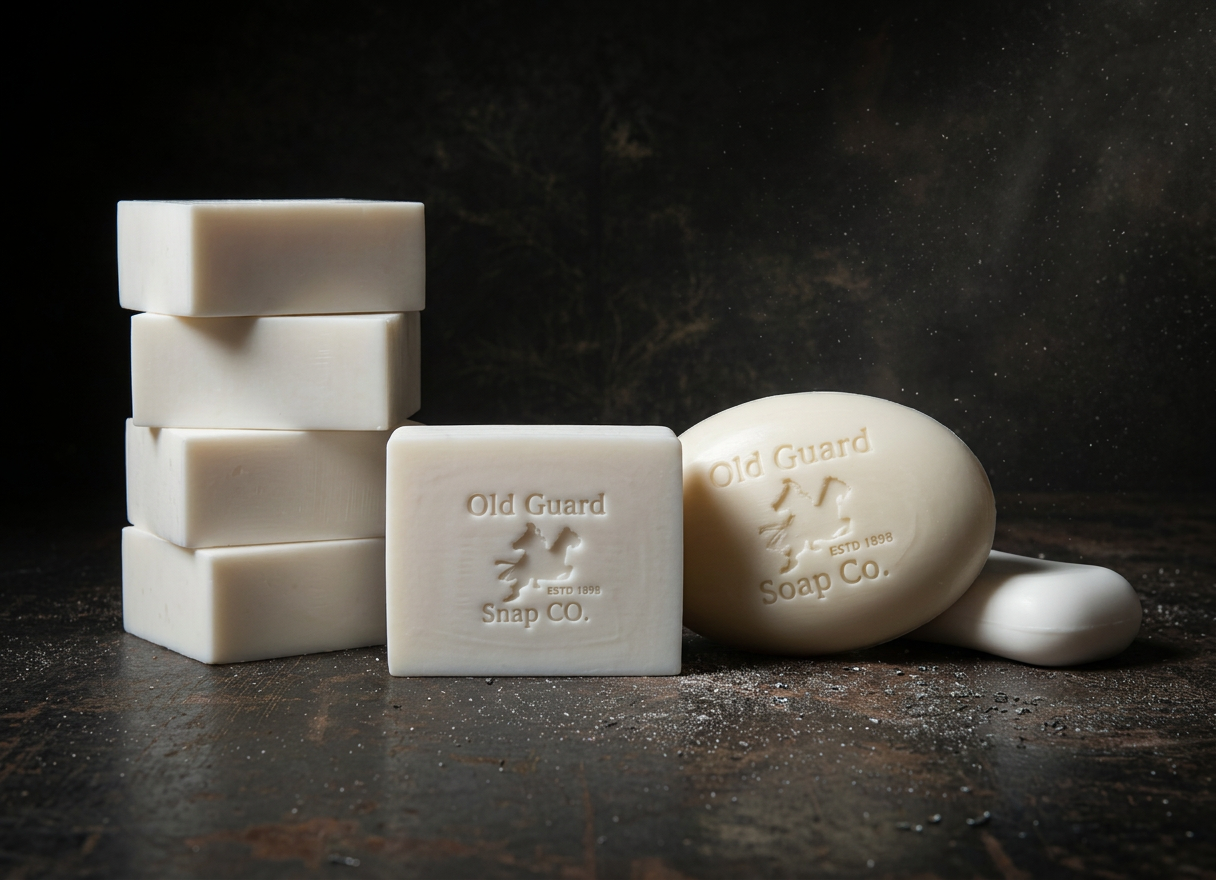 Old Guard Soap Co. Commander's Set body wash and homemade soap bar, featuring natural ingredients and a rugged design.