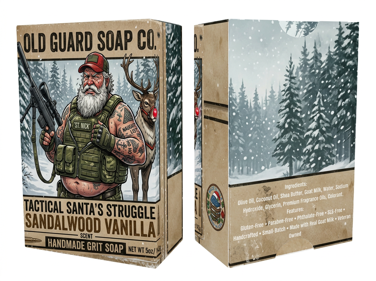 Old Guard Soap Co. 5 oz clay bar with sandalwood and villain scent, featuring a textured clay surface and natural packaging.