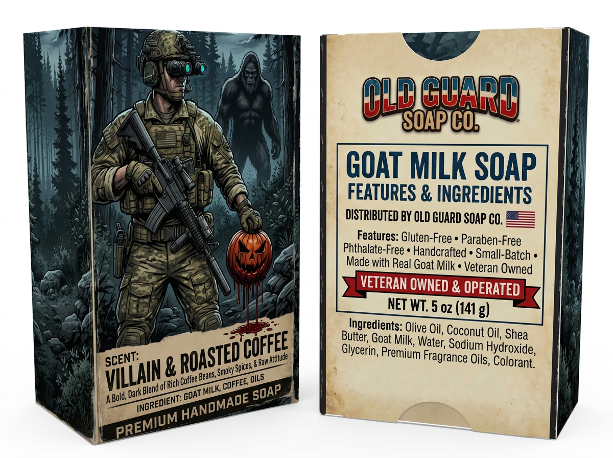 Field Brew Bar soap by Old Guard Soap Co. with coffee and vanilla scent, featuring goat milk in a rectangular bar.