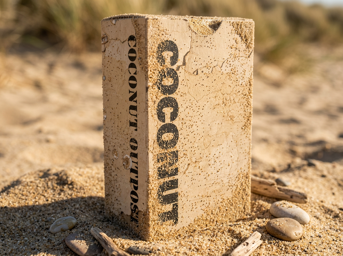 Old Guard Soap Co. Coconut Outpost body wash with homemade soap, showing a lush coconut and tropical-inspired packaging.