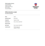 Official donation receipt from the PTSD Foundation of America with contact information and details.